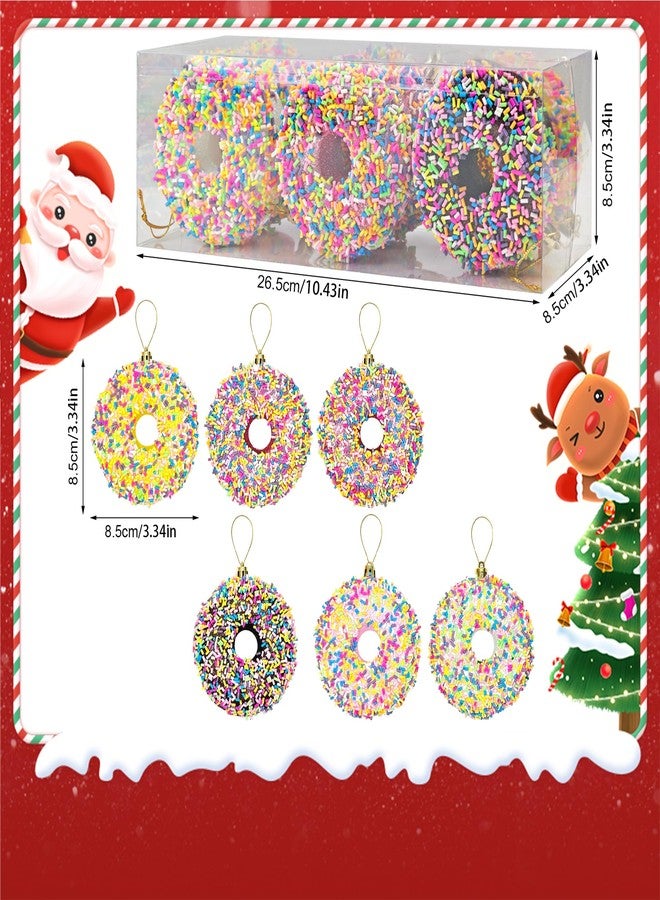KIMI HOUSE 6Pcs 3.4inch Christmas Dessert Donut Candy Land Ornaments Decoraion,Hanging Candy Cane Crafts for Xmas Tree Décor,Ideal for Xmas, New Year, Birthdays, Weddings & Home Parties - Image 2